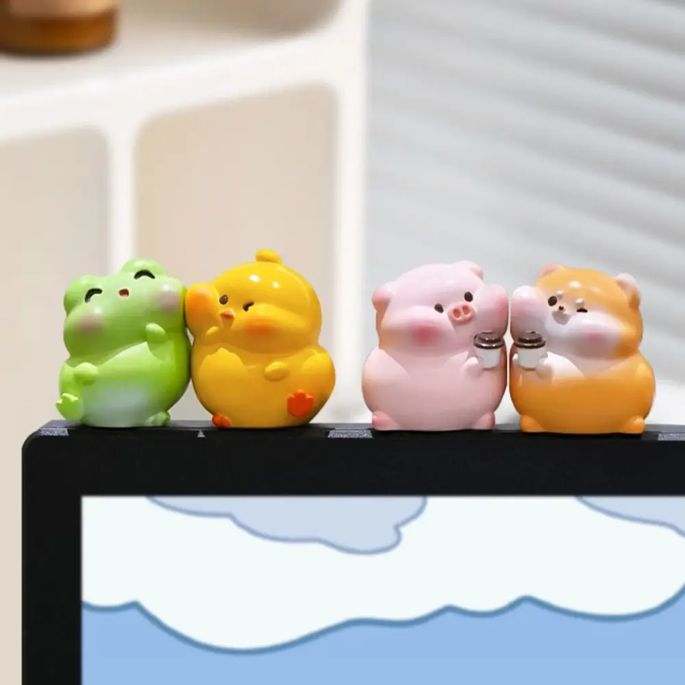 

8pcs/set Desk Ornament Computer Monitor Decoration Computer Display Horse Screen Animal Model Cartoon Cattle Center Console Doll