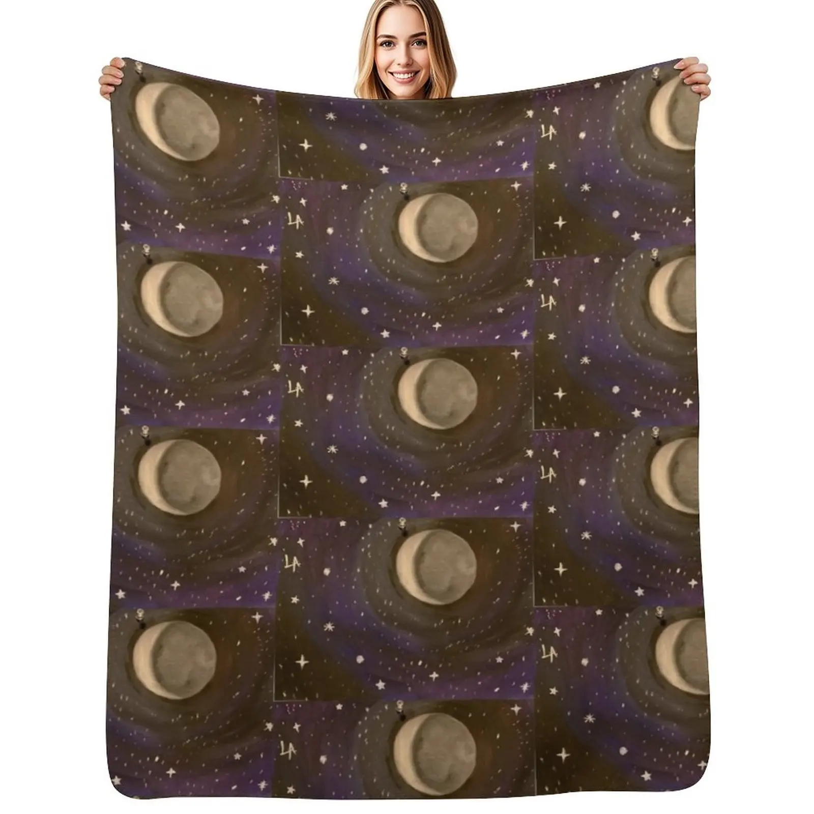 

Moon Phase IV Waning Crescent Throw Blanket Long Lasting Soft Plush Blanket for Daily Use