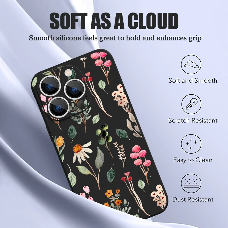 Colourful Flower Pattern Phone Case For iPhone 16 15 14 13 12 Pro Max 11 Magnetic For Magsafe Wireless Charge TPU Silicone Cover