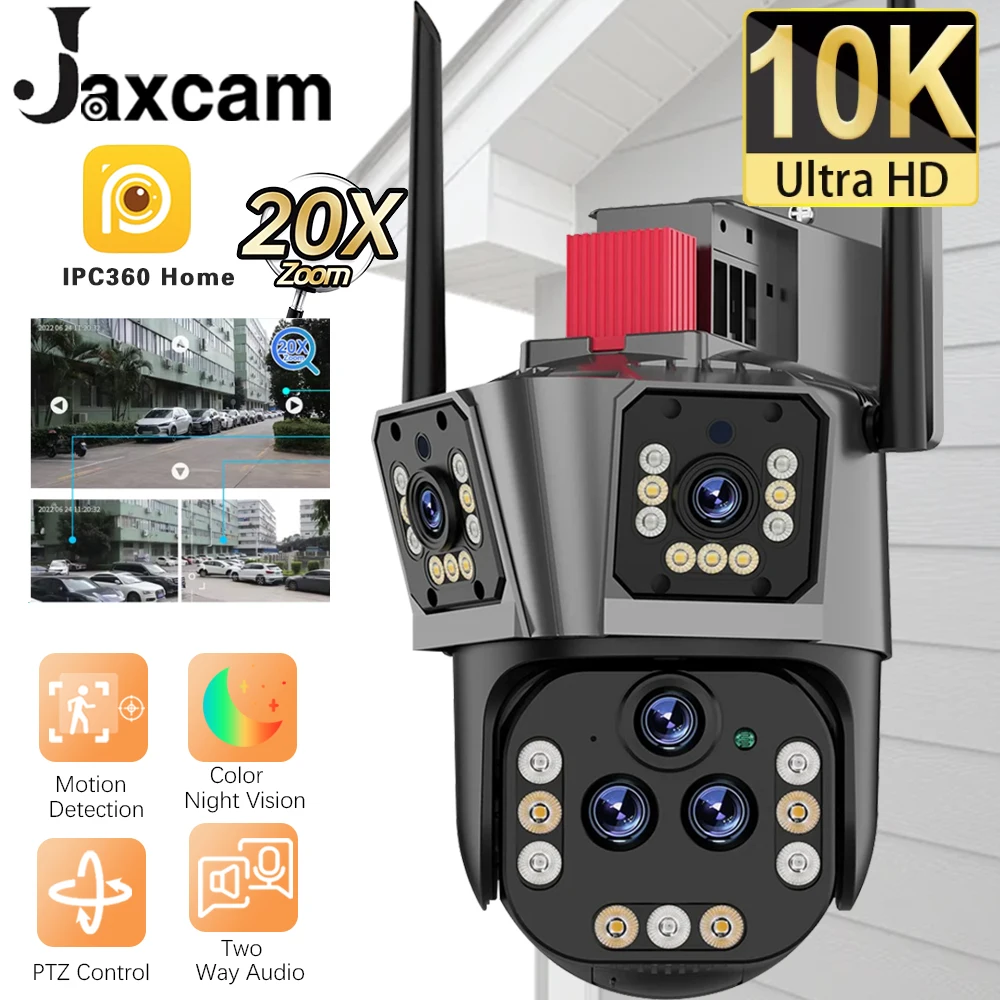 

10K Outdoor WiFi Camera 20X Zoom Three Screen CCTV External IP Cam 20MP Security Ai Tracking Video Surveillance Camera