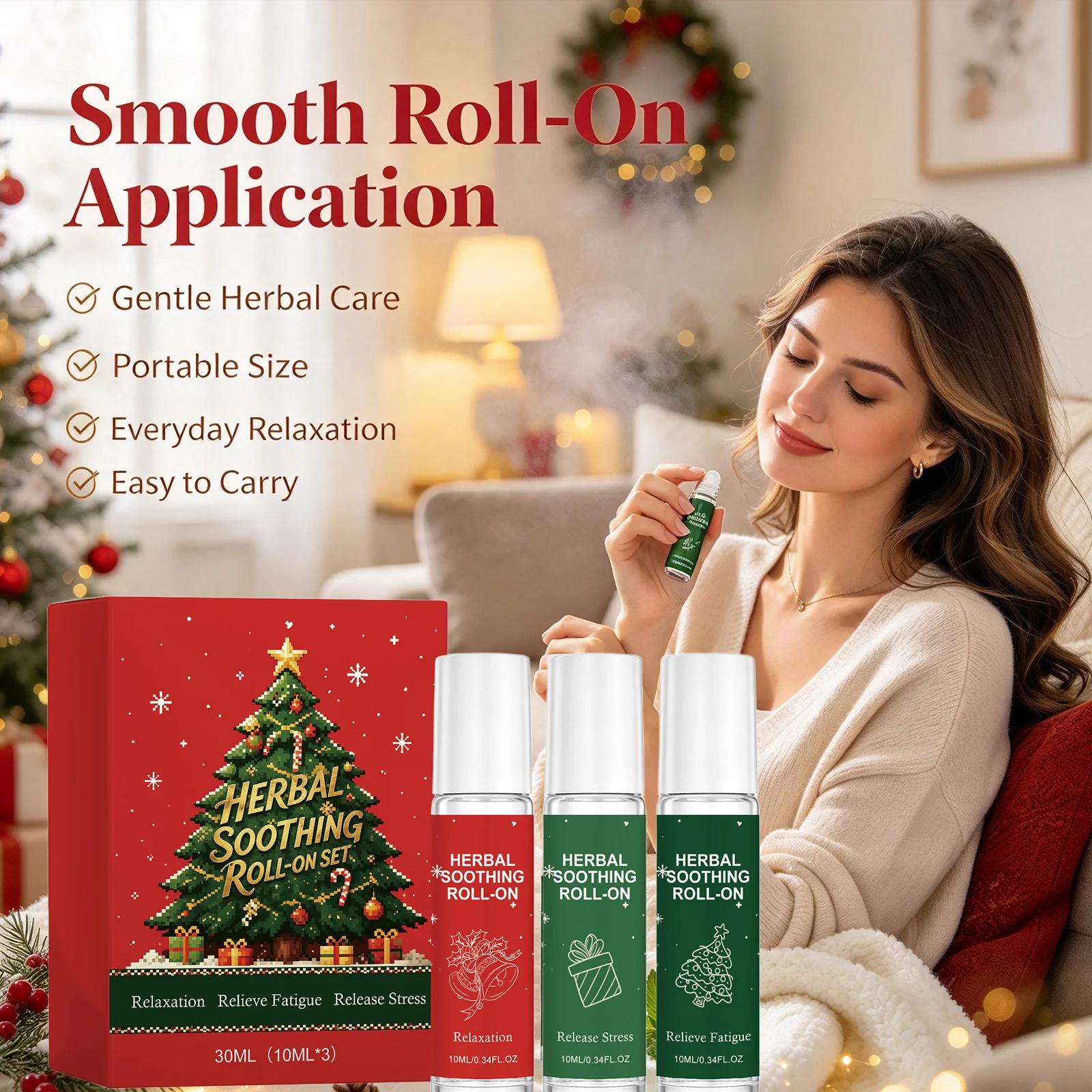Herbal Soothing Roll Balls Relax Your Body & Mind Relieve Fatigue Relieve Stress Festival Gift Herbal Gentle Ball Christmas Set