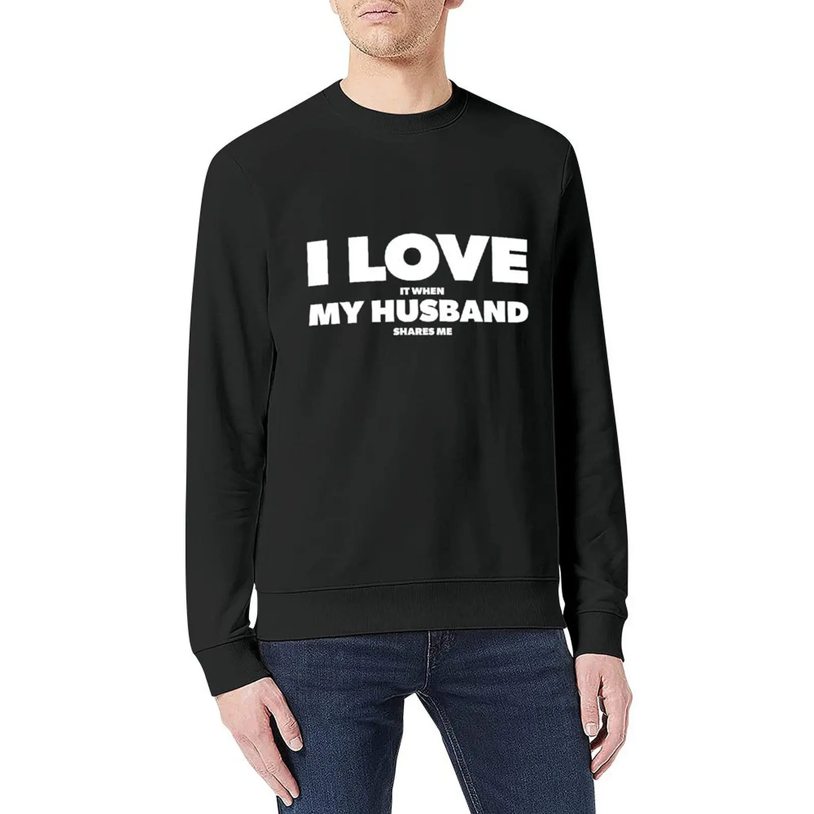 أنا أحب ذلك عندما يشارك زوجي بلوفر أزياء الرجال الجرافيك تي شيرت الرجال ملابس الرجال النمط الياباني البلوز