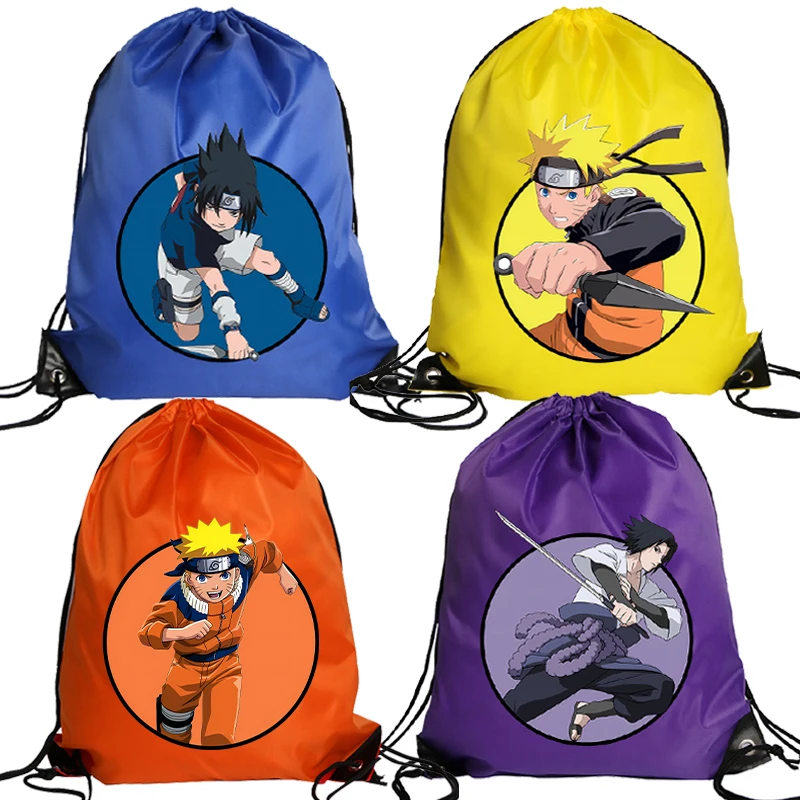 

NARUTO Polyester Storage Drawstring Bag Anime Cartoon Fashion Pouch Men Women Swimming Fitness Portable Draw String Backpack