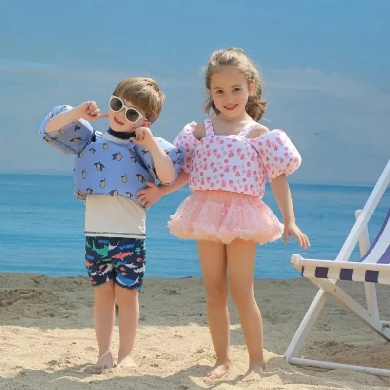 Vintage Kids Arm Floats Swimwear No Inflatable Buoyancy Arm Loop Foam Safety Swimming Training Buoyancy Vest Children