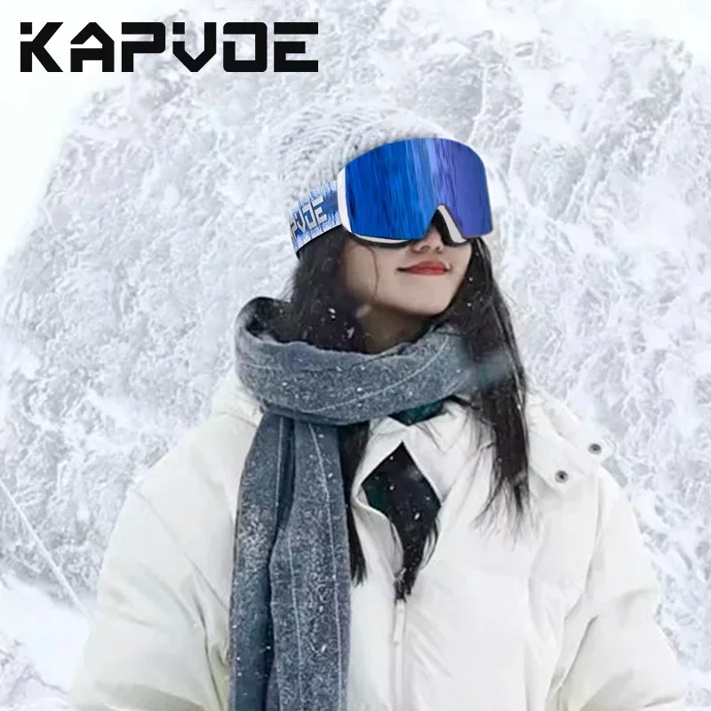 Kapvoe Fotochromowe gogle narciarskie Snowboard Maska przeciwmgielna dla mężczyzn Zestaw okularów damskich Ochrona UV400 Okulary śnieżne Skuter