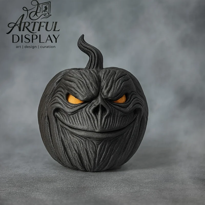 Set Includes Pumpkin Base, Ghost & Hat, Creative 3D Printed Halloween Pumpkin Elf Decor, Desktop Ornament for Holiday Scene, Hom