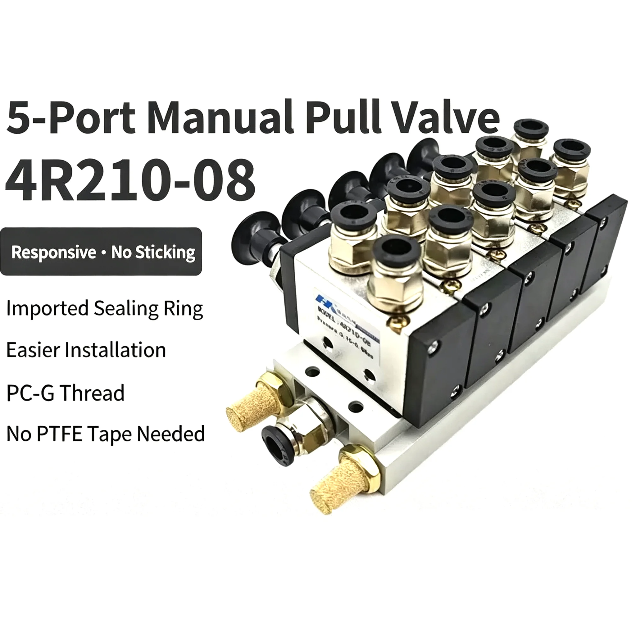 Pneumatic Reversing Valve Two-position Five-way Manual Valve Combination Cylinder Push-pull Valve 4R210-08 Manifold Control
