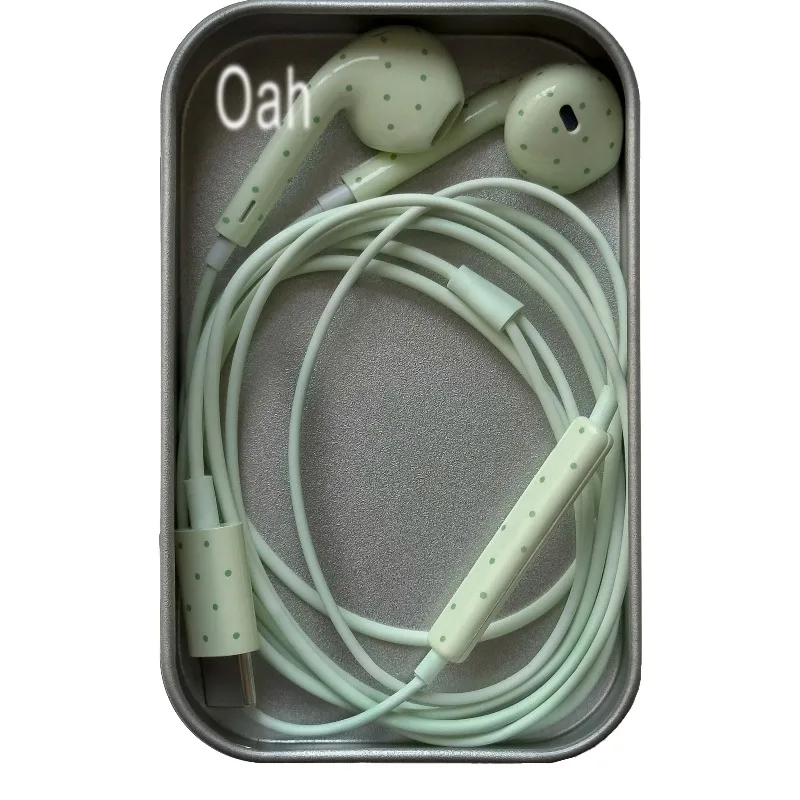 Oah Polka Dot Wired Earphones ABS Material Type-C/Lightning Dynamic Hifi Wired Earphones Digital Audio Headphones Gifts view 2