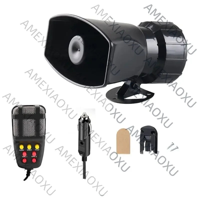 

AMEXIAOXU Mic PA System Emergency Amplifier Hooter 12V Air Horn Megaphone Tone Speakers Loud