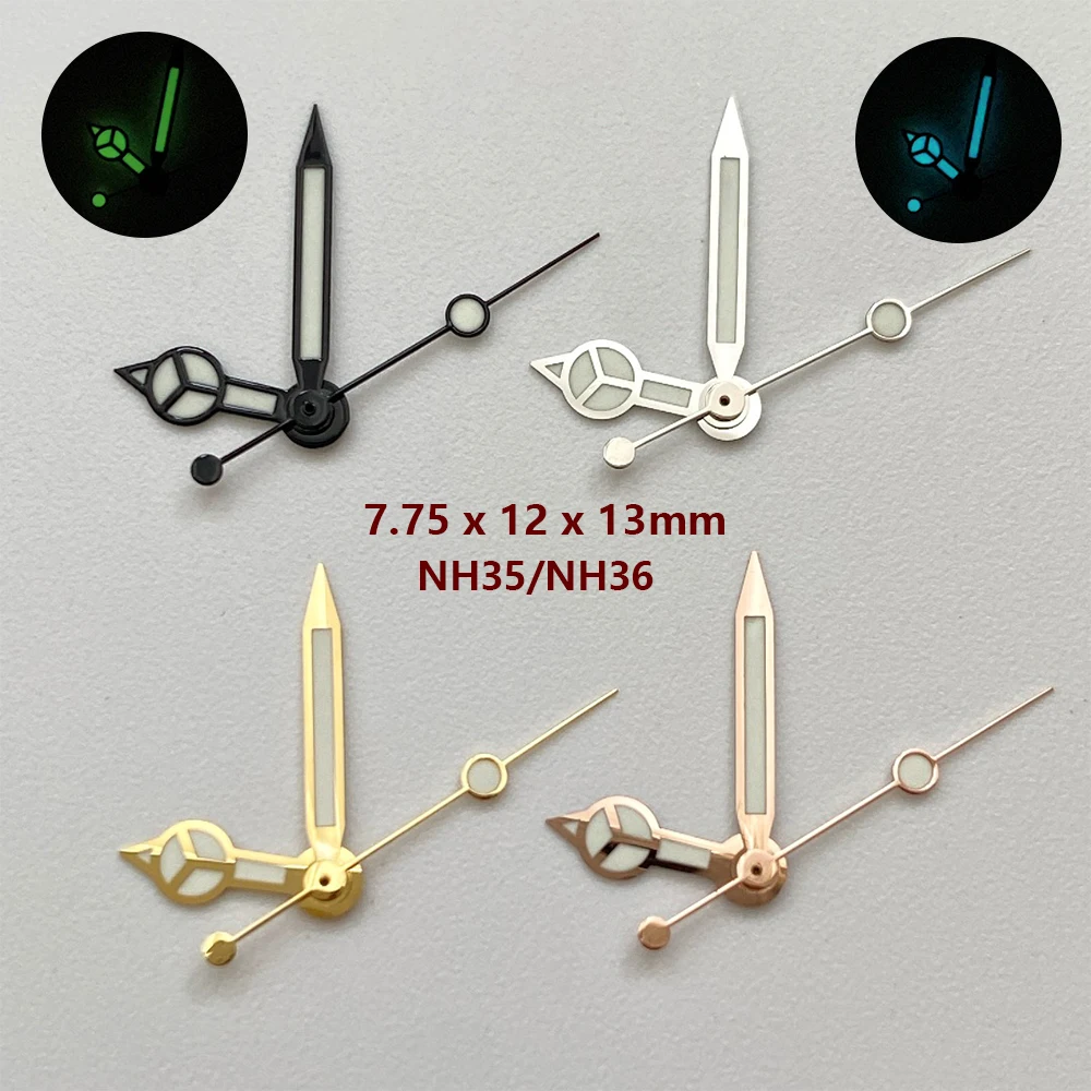 SUB Watch Hands Watch Needles Fit NH35/36 Movement Green/Ice Blue Luminous For Diving Mechanical Watch Modification Accessories