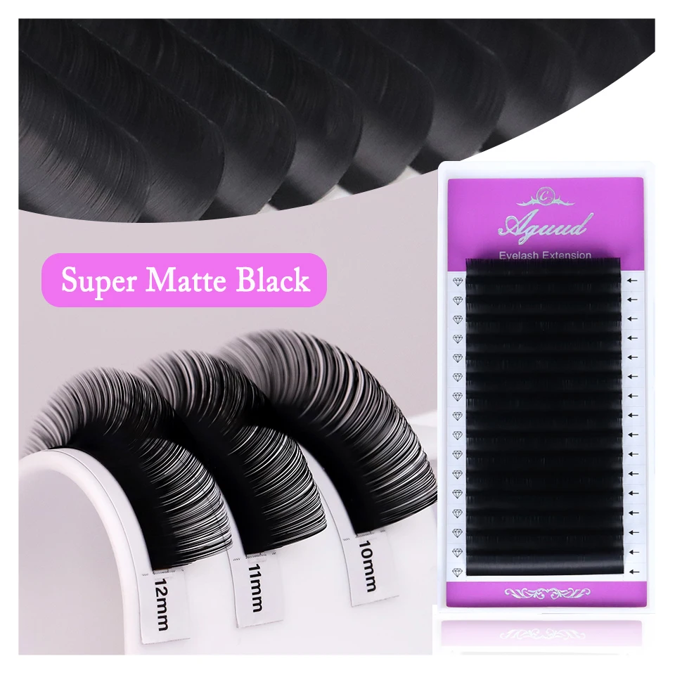 

AGUUD Lash Super Matte Black Individual Eyelash Extension 0.03 05 07mm Faux Mink Natural Soft Mega Volume Premium Classic Lashes