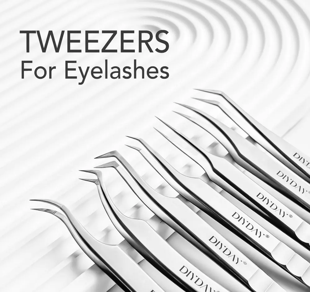DIYDAY Wimpernverlängerungspinzette, Edelstahl, Augenbrauen-Präzisionspinzette, Faserspitze, Volumenisolierung, Wimpernverlängerungspinzette – Detail 1
