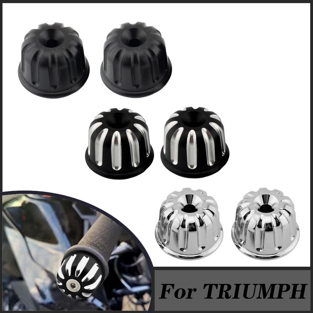 For Triumph Street Twin Cup Speed Bonneville T100 T120 Scrambler 1200XC Motorcycle Handlebar Grips Handle Bar Cap End Plug Black