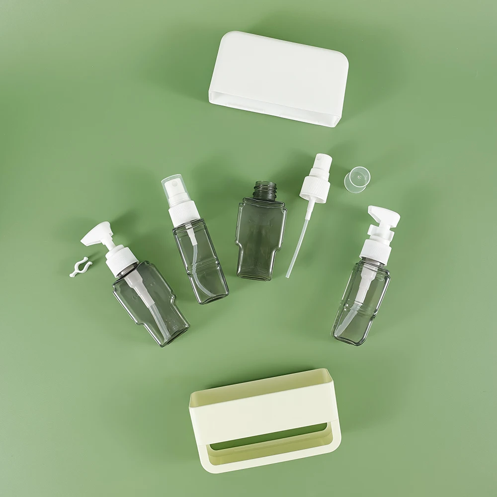 4 in 1 Empty 50ml*4 Travel Size Toiletries with a label, Plastic Travel Bottles Leak Proof, Cosmetic Conditioner and Lotion