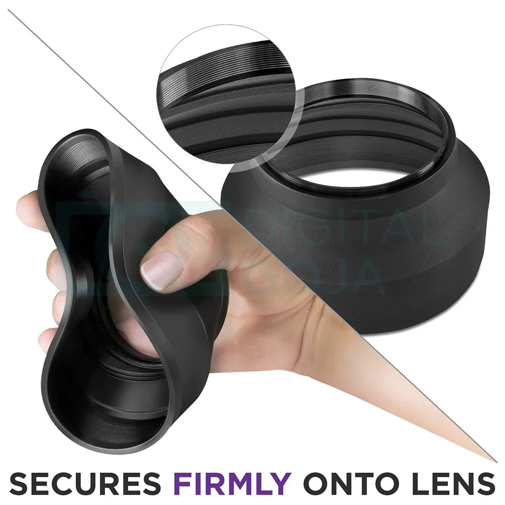 Collapsible Rubber Lens Hood 49/52/55/58/62/67/72/77MM for Canon Nikon Sony DSLR Camera Lens with Filter Thread