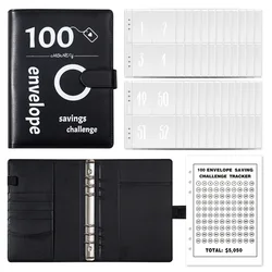 100 Umschlag Challenge Binder,Cover Deposit Warrant Binder ein Buch, das Ihnen hilft, die Gewohnheit zu entwickeln, Geld zu sparen, Briefpapier bindet