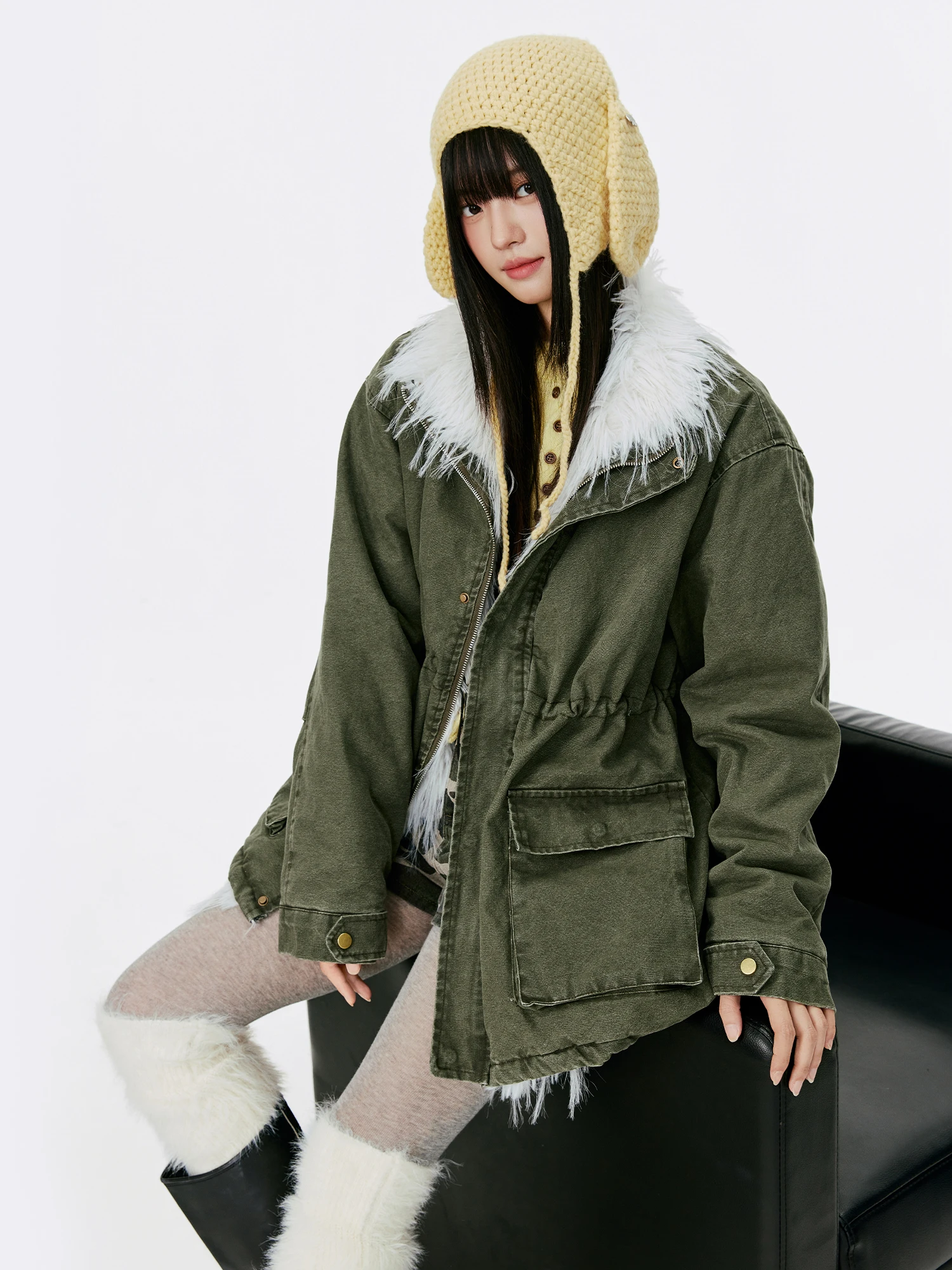 

American Retro Waed Plu Jaet Women's Winter Design Sense Workwear een Cotton Coat Loose Fit Korean Sle Commute