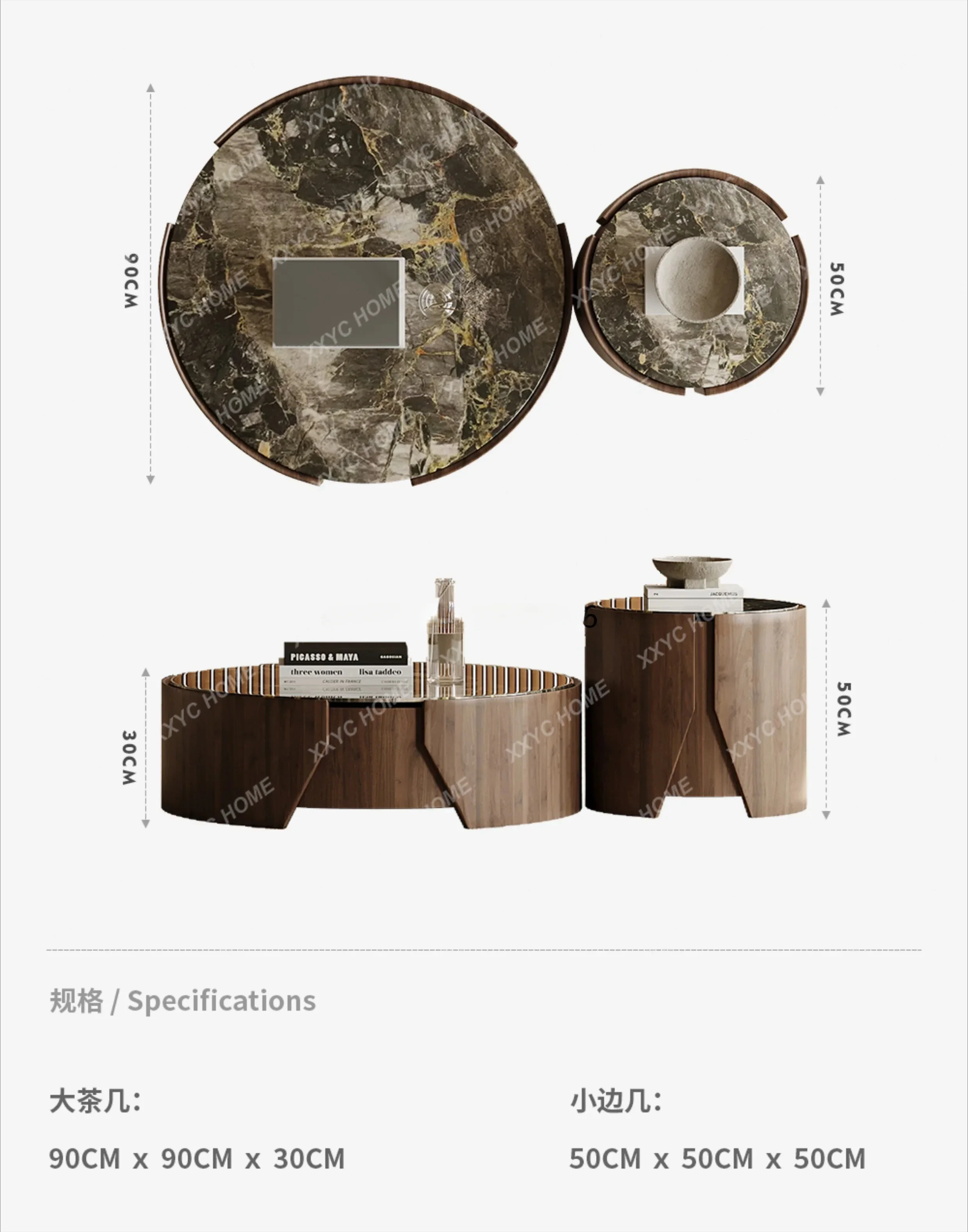 

Italian minimalist high-end marble living room household round coffee table