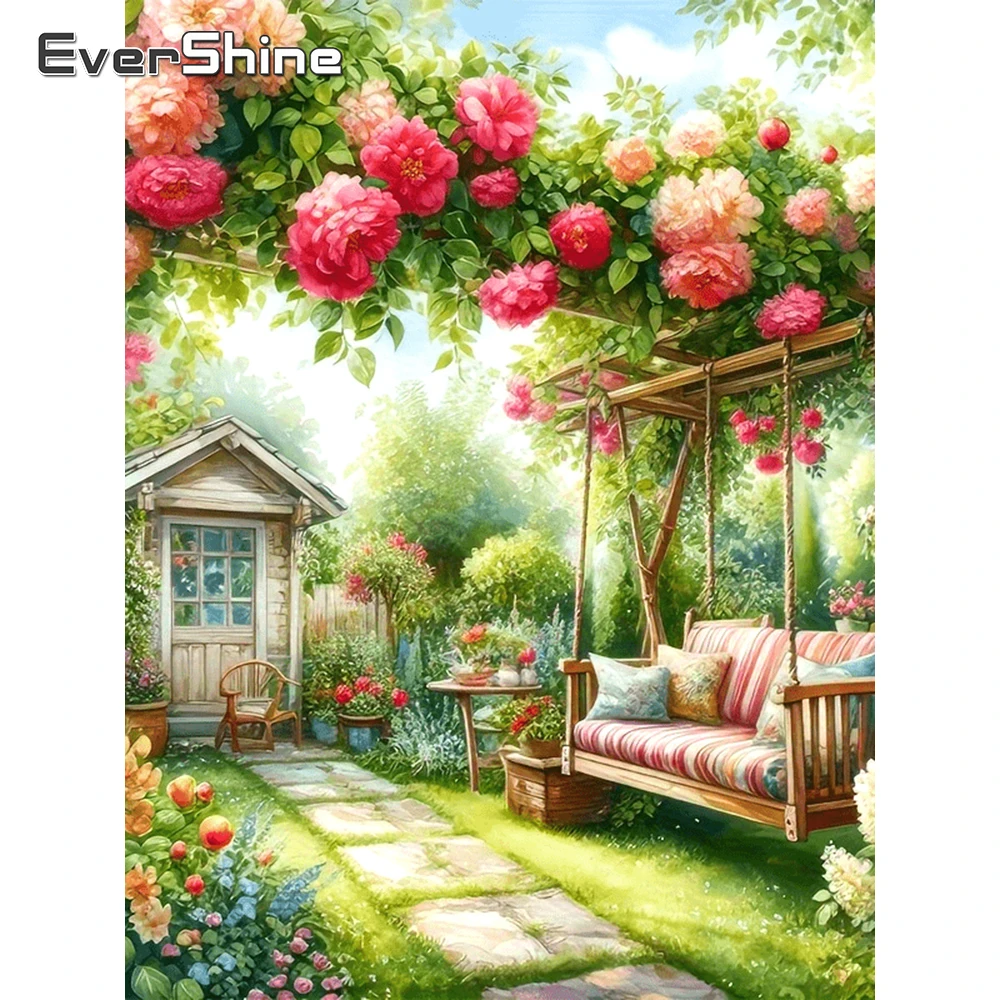 Evershine DIY Diamantmalerei Garten-Mosaik Landschaft Vollquadratische Strass-Steine 5D Stickerei Haus Heimdekoration