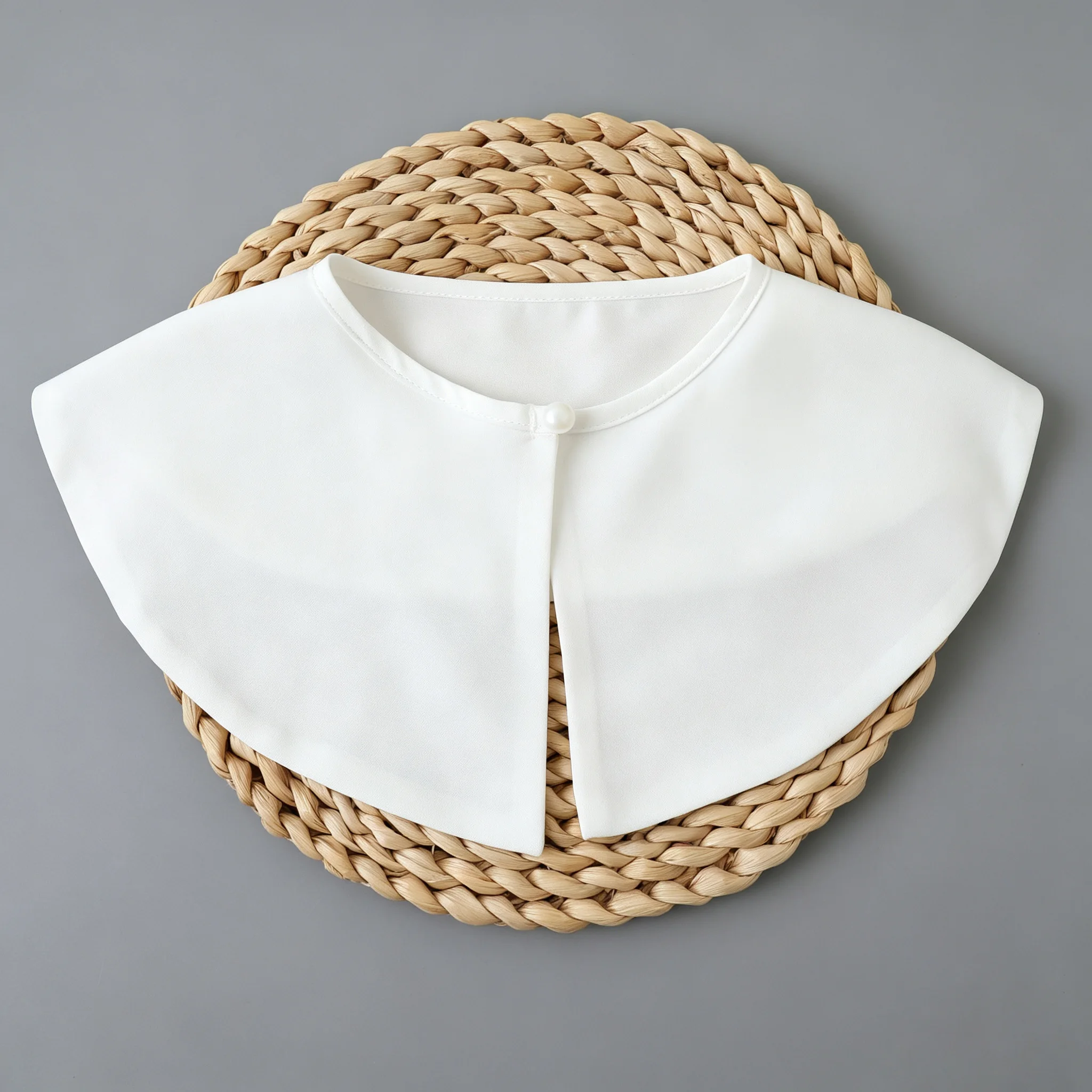 1 Piece Women's White Chiffon Faux Collar with Pearl Buttons, Detachable Half-Shirt Collar Decorative Shawl Collar, Layering Accessory Suitable for Dresses, Sweaters, Tops, Daily Casual Wear, and Date Outfits