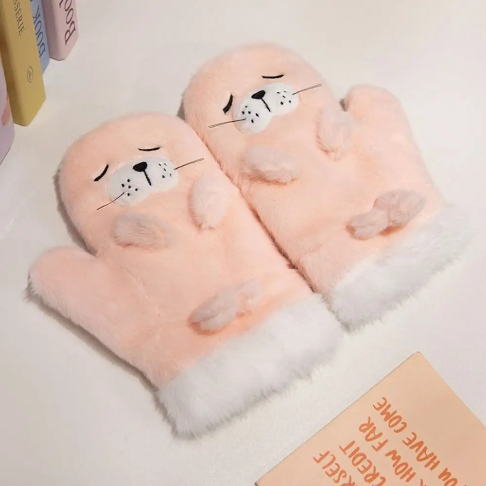 جديد بلون قفازات كاملة الأصابع رشاقته التطريز الحيوان محبوك القفاز قفازات صوف دافئة الشتاء الخريف