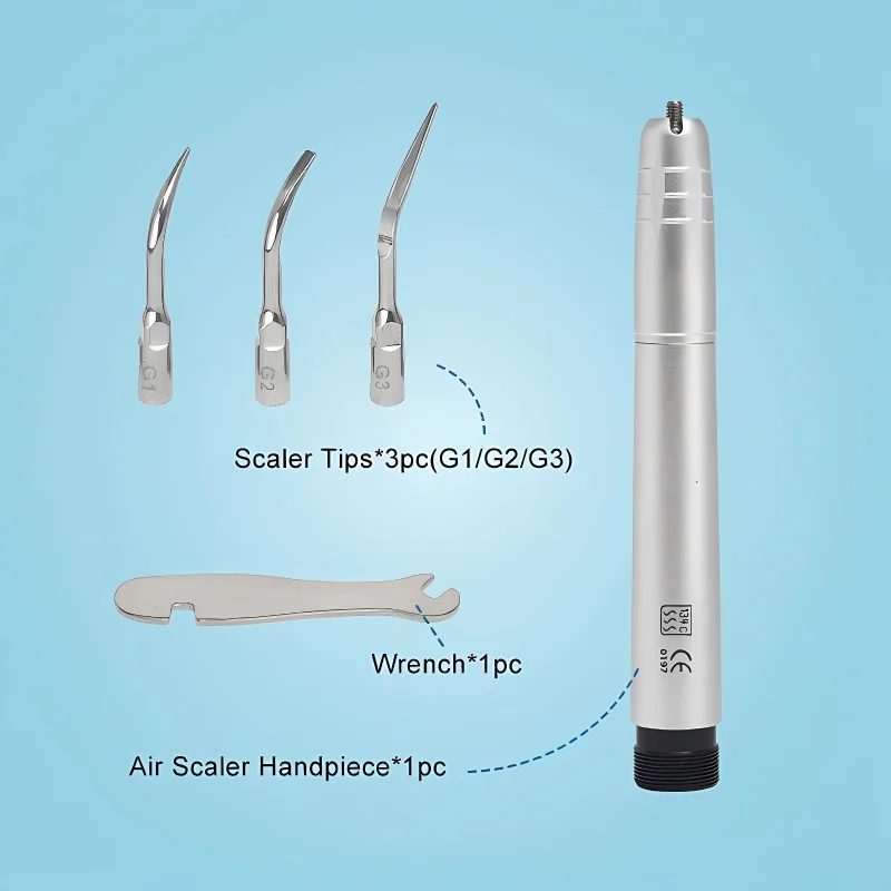 

Ultrasonic Air Dental Scaler Handpiece with 3 Tips For Teeth Cleaning Whitening 2/4 Hole Available For Clinic Dentist Lab Use