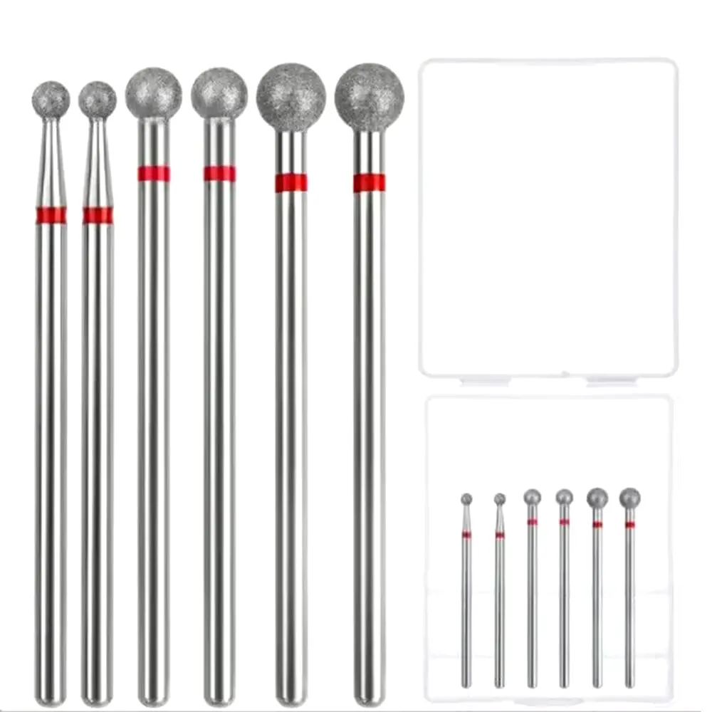 6Pcs/Set Naill Drill Bit Diamond Rotary Cuticle Burr Milling Cutter For Manicure Nail File Machine Cuticle Clean Tools