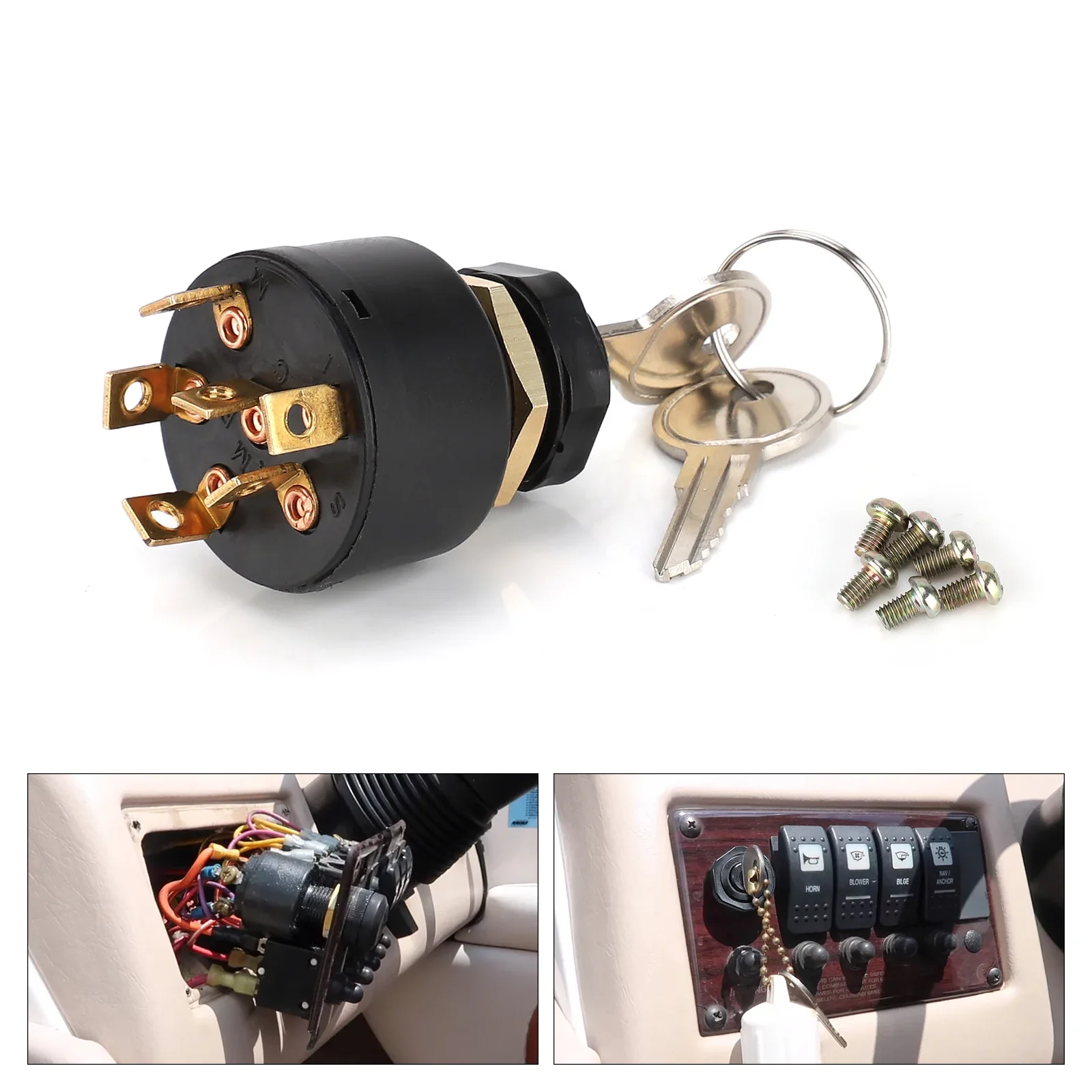 

Трехпозиционный переключатель зажигания 12В с 2 ключами для лодочных моторов Mariner и Mercury с электрическим подсосом (Push to Choke)