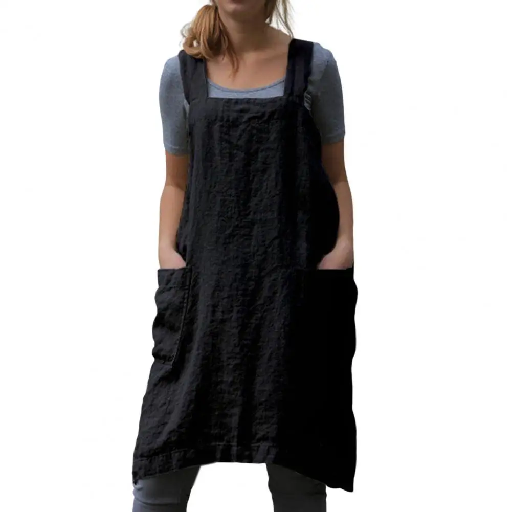 Fashionable Garden Apron Reusable Breathable with Pockets Pure Wide Shoulder Bakery Apron