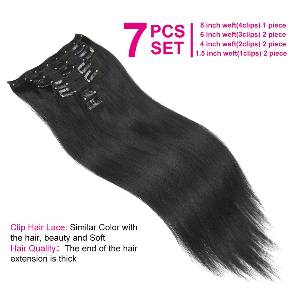 Clip In Hair Extensions Real Human Hair 18 Inch 70g Hair Extensions Clip In Black Human Hair Full Head Extensions Clip For Women