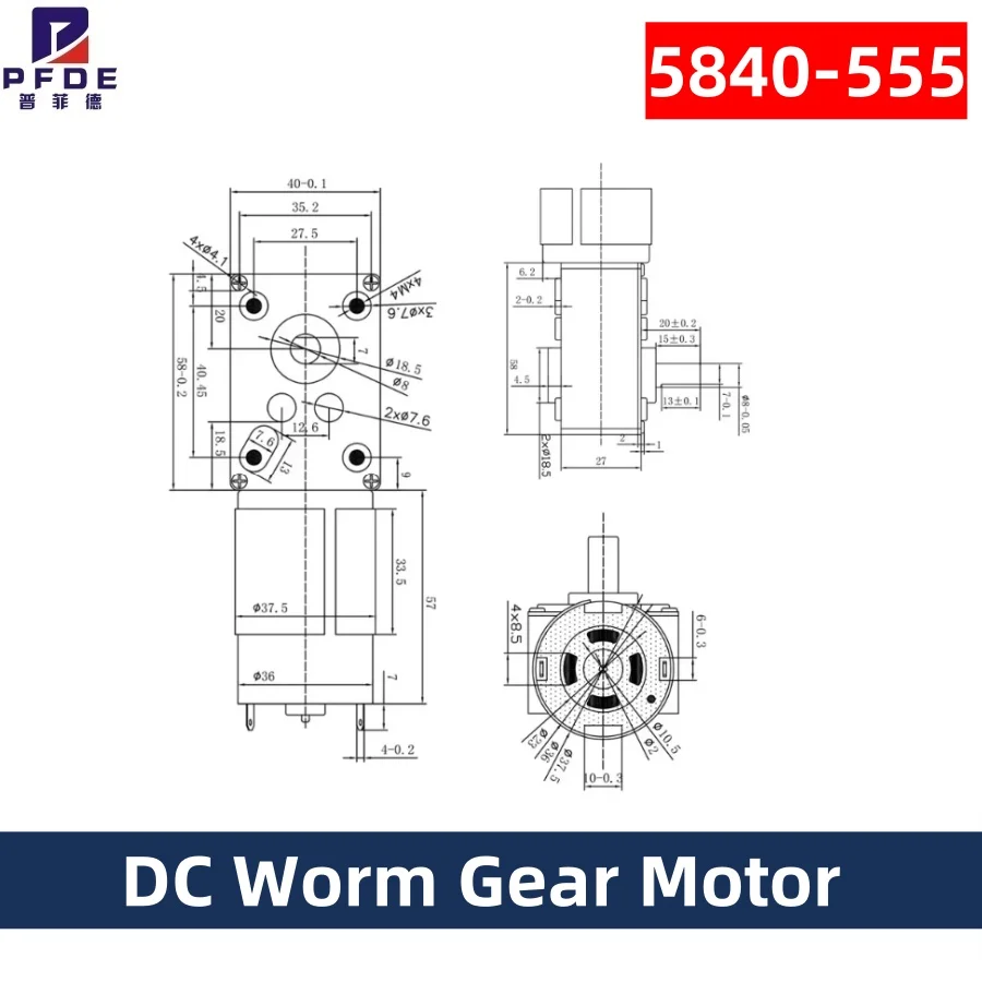 DC Turbo Worm Gear Motor 5840-555 Remote Control Curtain Machine Billboard Motor Smart Device DC12V 24V 12-470RPM