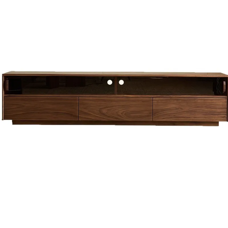 

Solid wood TV cabinet Black walnut TV cabinet Cherry wood retro style small apartment living room locker