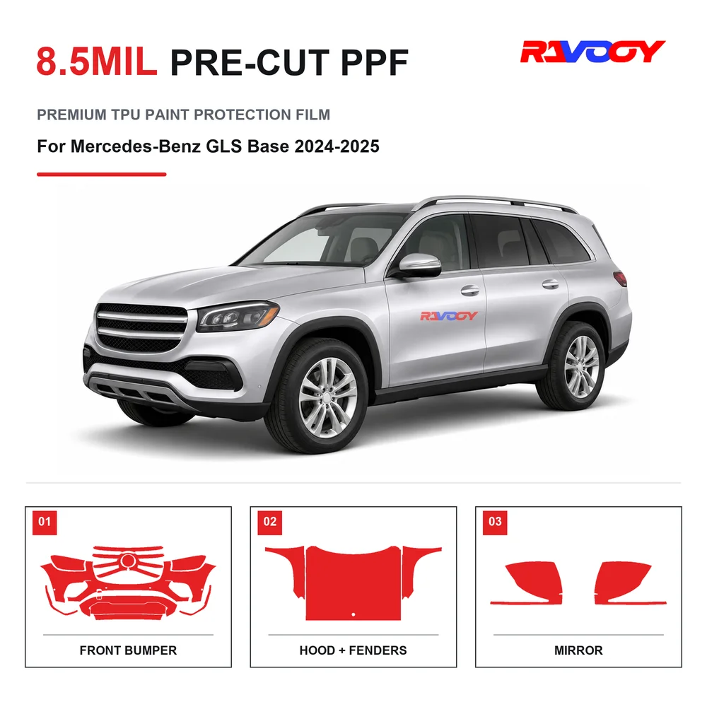 Precut PPF For Mercedes-Benz GLS Base 2024-2025 8.5mil TPU Clear Paint Protection Film Self Healing Hydrophobic Stone Chip Guard