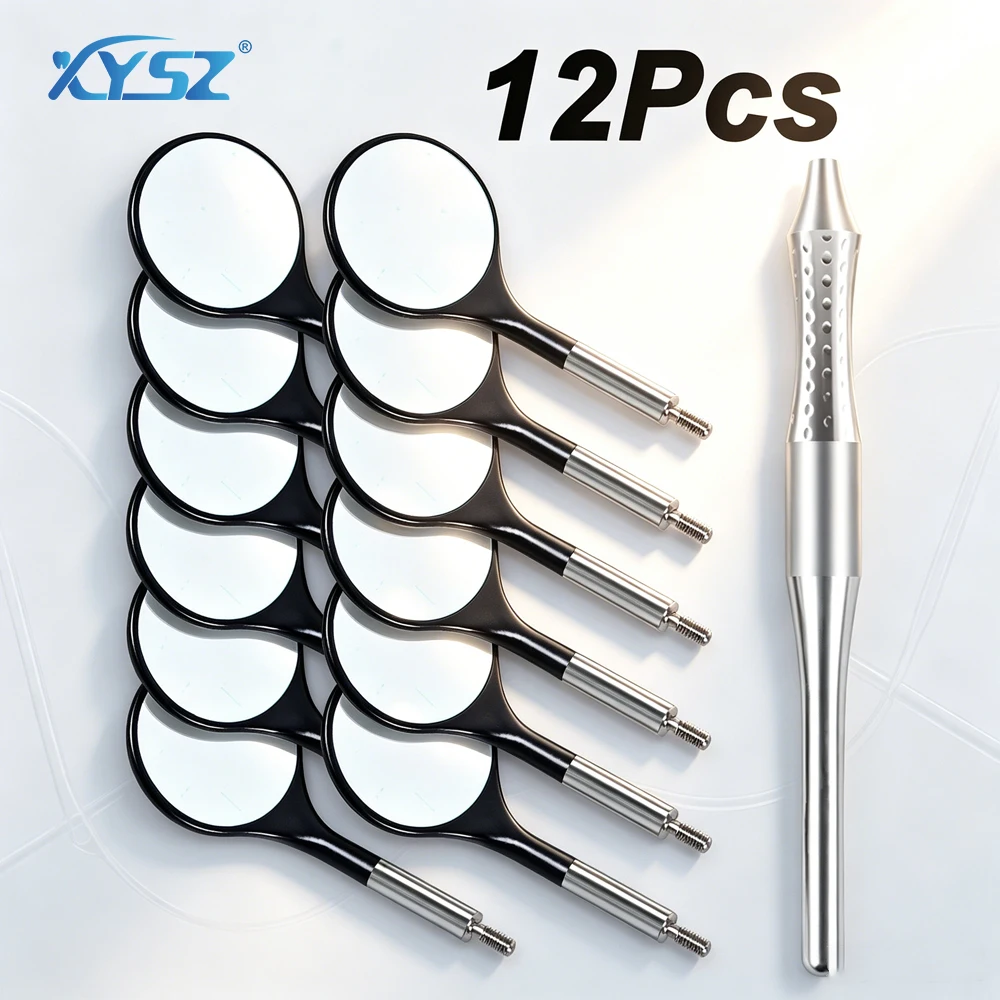 XYSZ 12Pcs Dental HD Mouth Mirror Dentistry 22/24mm High Reflectance Anti-fog for Clinical Examination & Posterior Observation