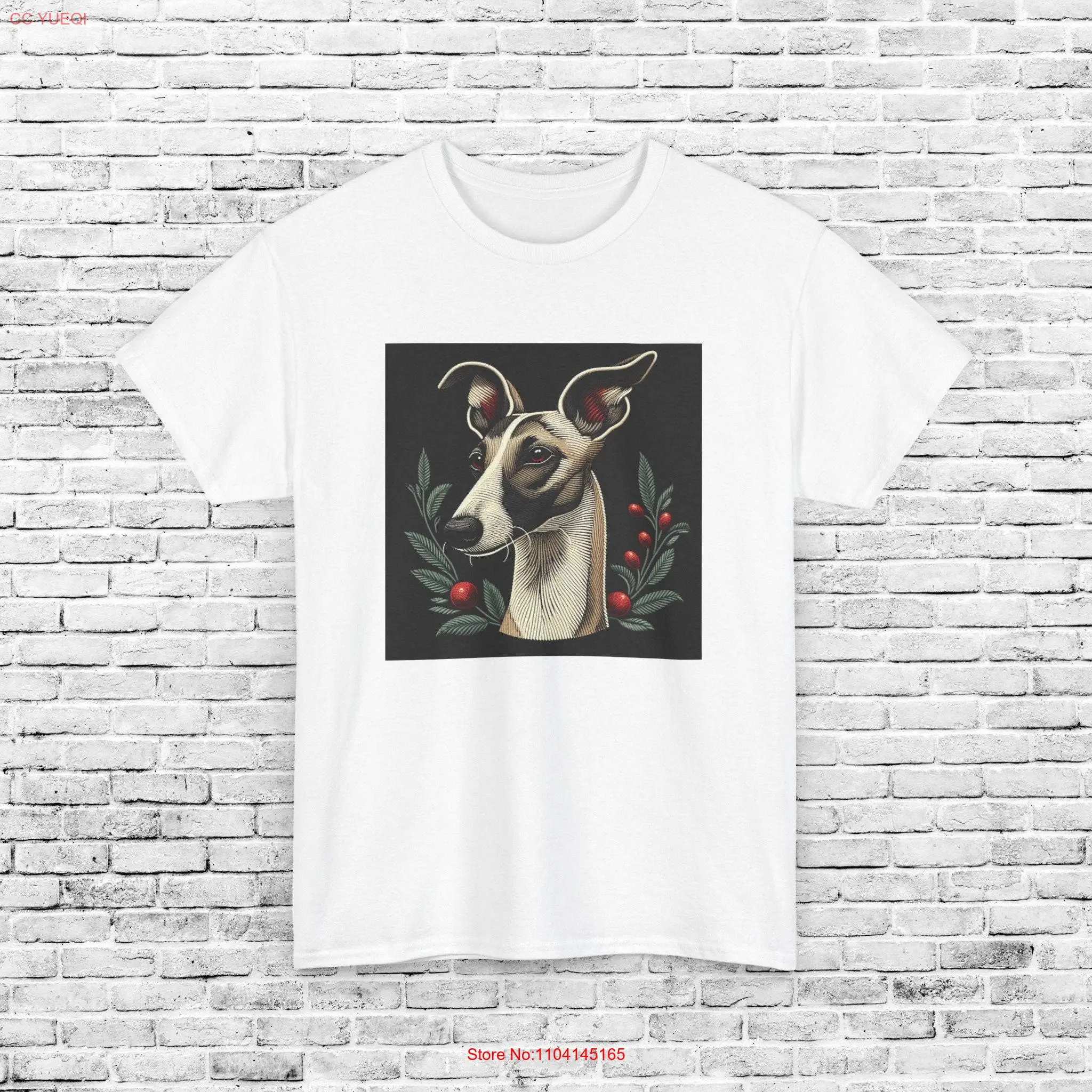 Whippet T Shirt Dog Mens Ladies Fit Greyhound Stitchwork Lover Cute Birthday Illustration Sighthound