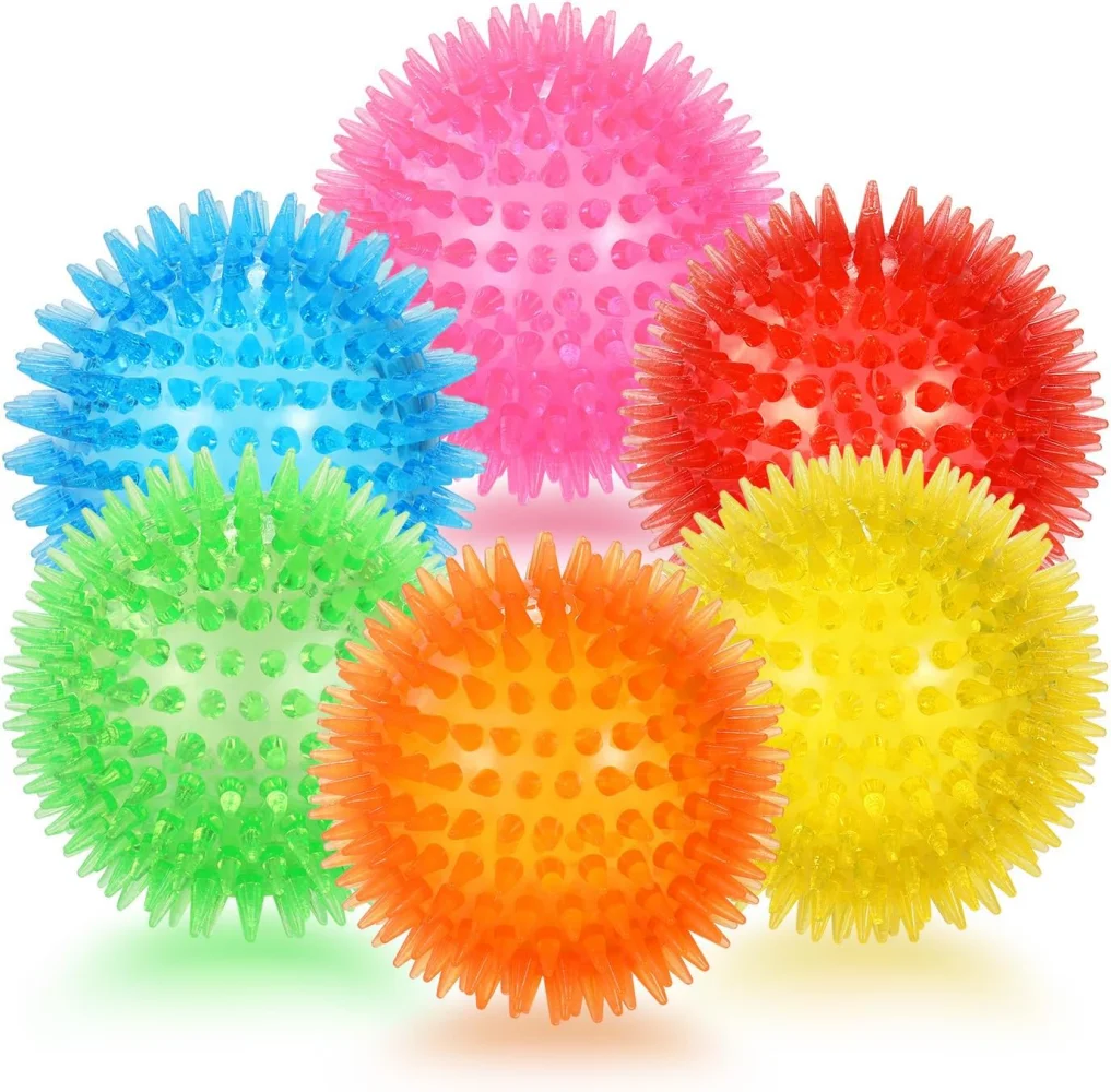 

6 Pack 2.5” Squeaky Dog Toy Balls, Floating Dog Pool Balls, Spiky cat Balls, Durable Interactive Fetch Toys for Puppy