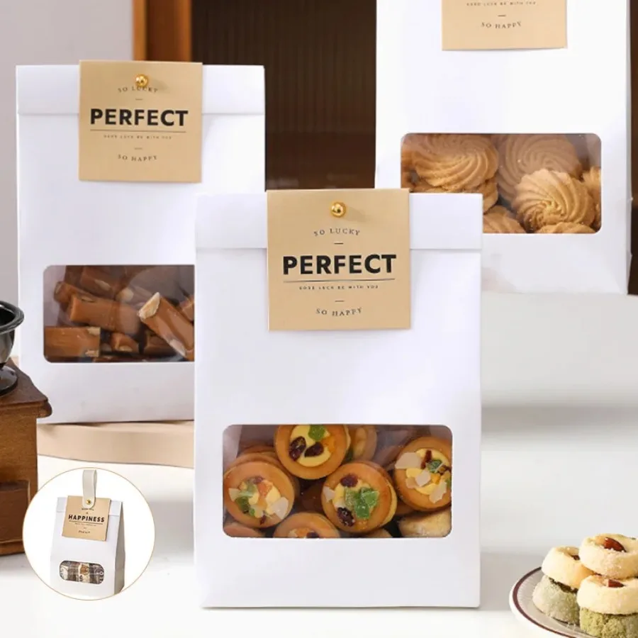 10PCS Stand Up Kraft Paper Pouches Resealable Zipper Snack Bags for Cookies Bread Pastries Coffee - Image 5