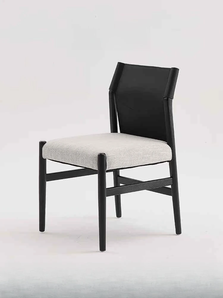 

Designer Solid Wood Dining Chair Italian High End Ash Wood Saddle Leather Nordic Minimalist Home Chair