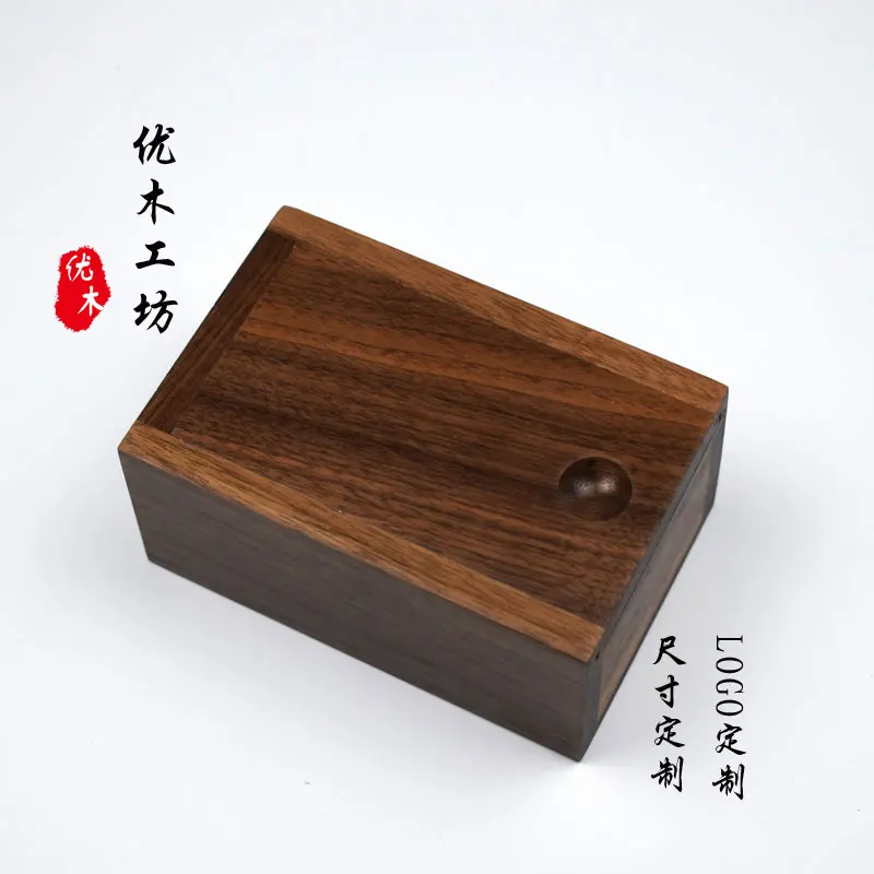 Black Walnut Wood Rectangle Storage Box, Tea Collection