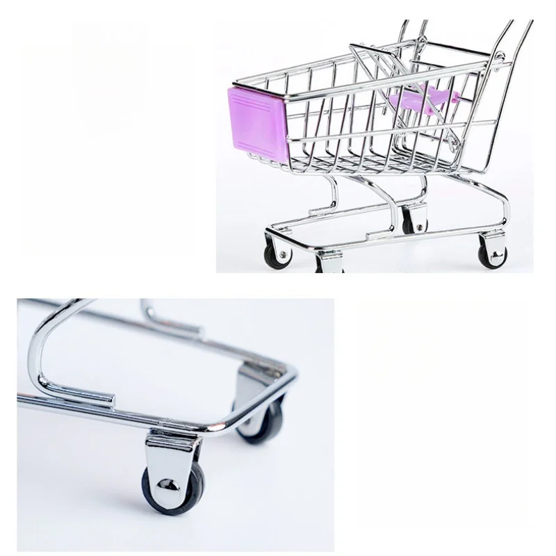 1 pc Random Color Parrot Mini Shopping Cart Toy for Bird Parrot Funny Alloy Bird Training Cage Accessories