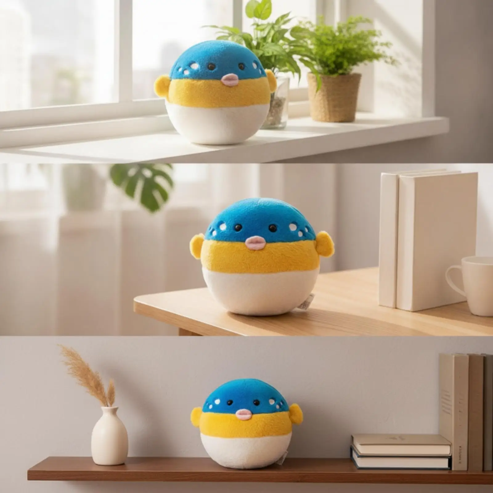 Kids Interactive Sound Plush Figure Toy Bouncing Puffer Fish Stuffed Animal with Soft Body for Sensory Floor Play Activity