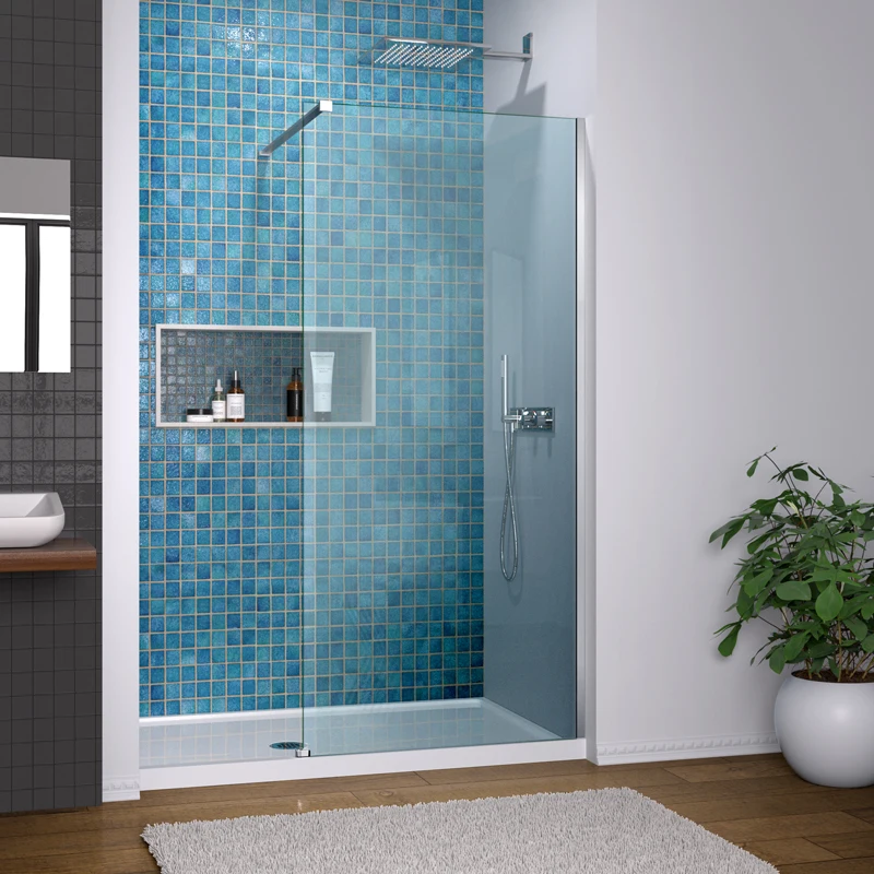 Wetroom Frameless 8mm Easy Clean Glass Walk-In Shower Screen Panel Bathroom Walk In Shower Door Enclosure