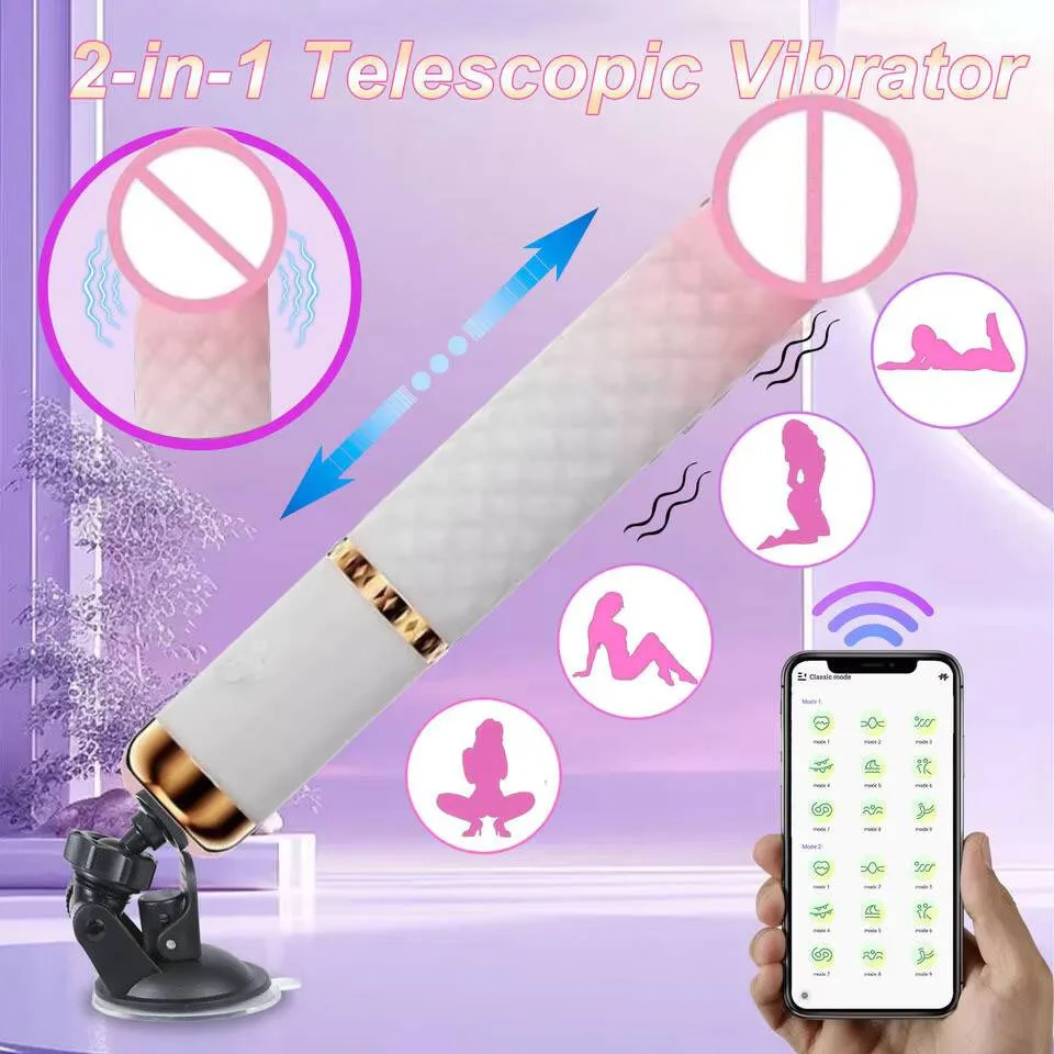 Vibrador telescópico automático, máquina sexual de aquecimento, plug in, haste de vibração, acessórios, dispositivo de brinquedo de masturbação feminina