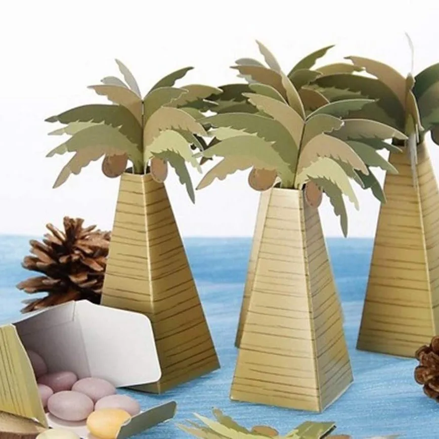 Scatole di caramelle per albero di cocco da 50 pezzi Scatole di caramelle per palme per feste di nozze Mini scatole per confezioni regalo Decorazione natalizia per bambini