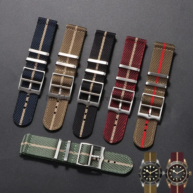Correa de nailon de 20mm y 22mm para Tudor, correa de tela de lona tejida Omega para Seiko, pulsera deportiva militar de liberación rápida para hombres