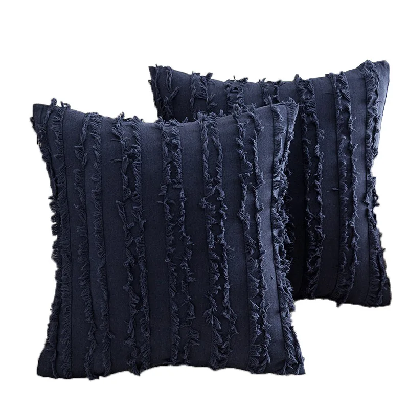 cx modern simple cotton and linen creative throw pillow Nordic vacation style cut flower fringed waist pillow