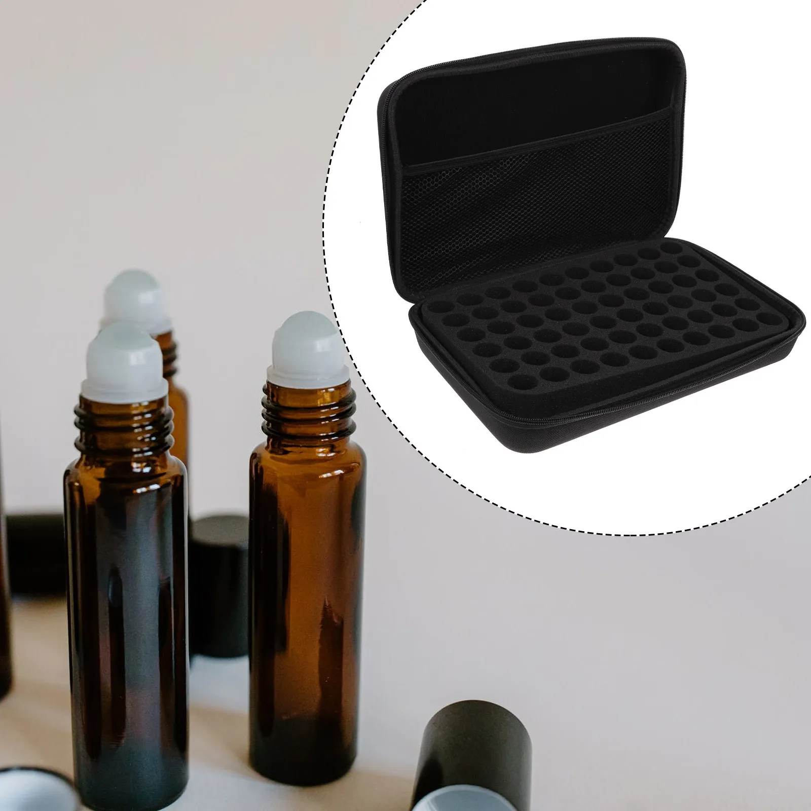 

Сумка-органайзер для хранения эфирных масел, 60 отделений, на 10 мл и 15 мл, ударопрочная нейлоновая, дорожный чехол для переноски, портативный, 1 шт.