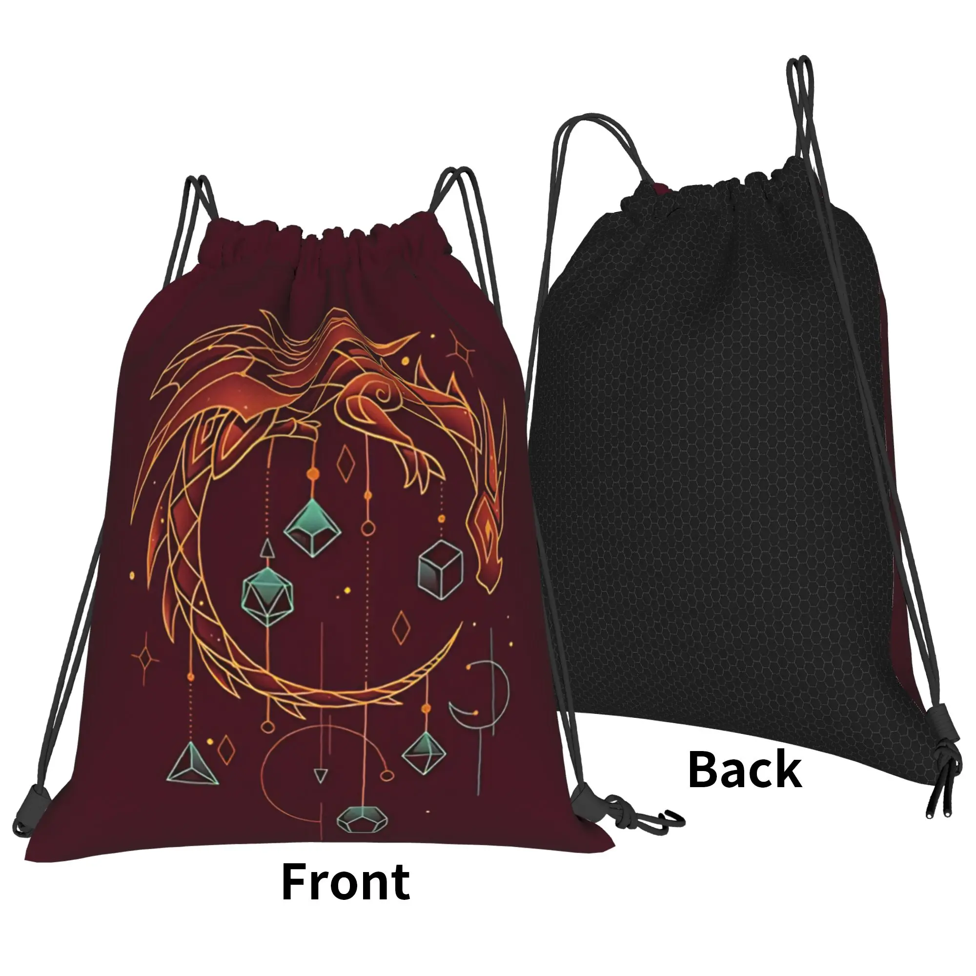DND Balance Dragon Design Portable Sports Riding Gym Drawstring Storage Sporty Backpacks