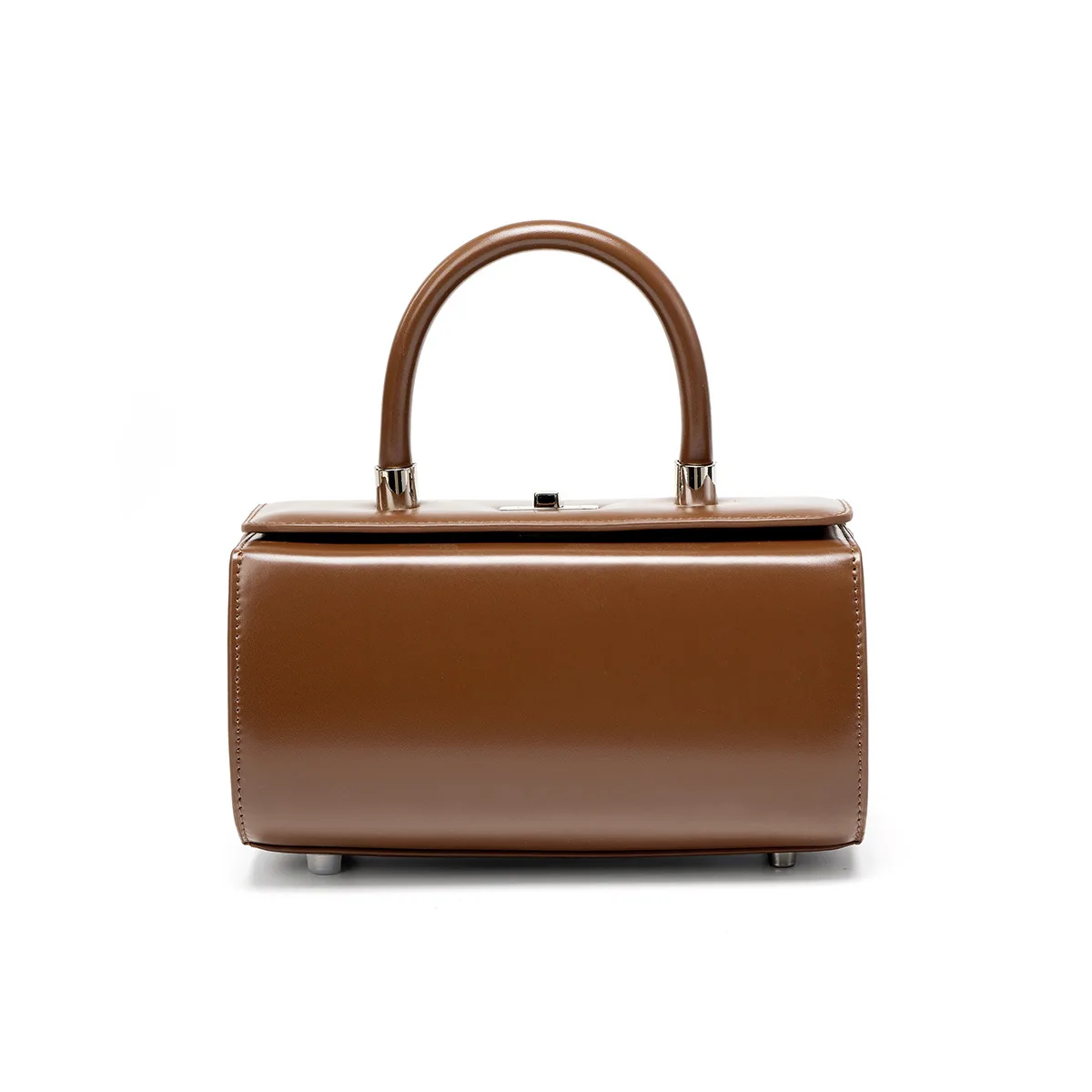 Genuine Leather Women's Small Crossbody Bag Boxy Top Handle Handbag with Adjustable Shoulder Strap