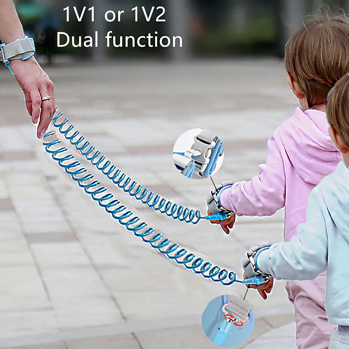 Upgraded one to two children\'s slip prevention loop traction rope Carrying a keylock for strolling around with a safety rope